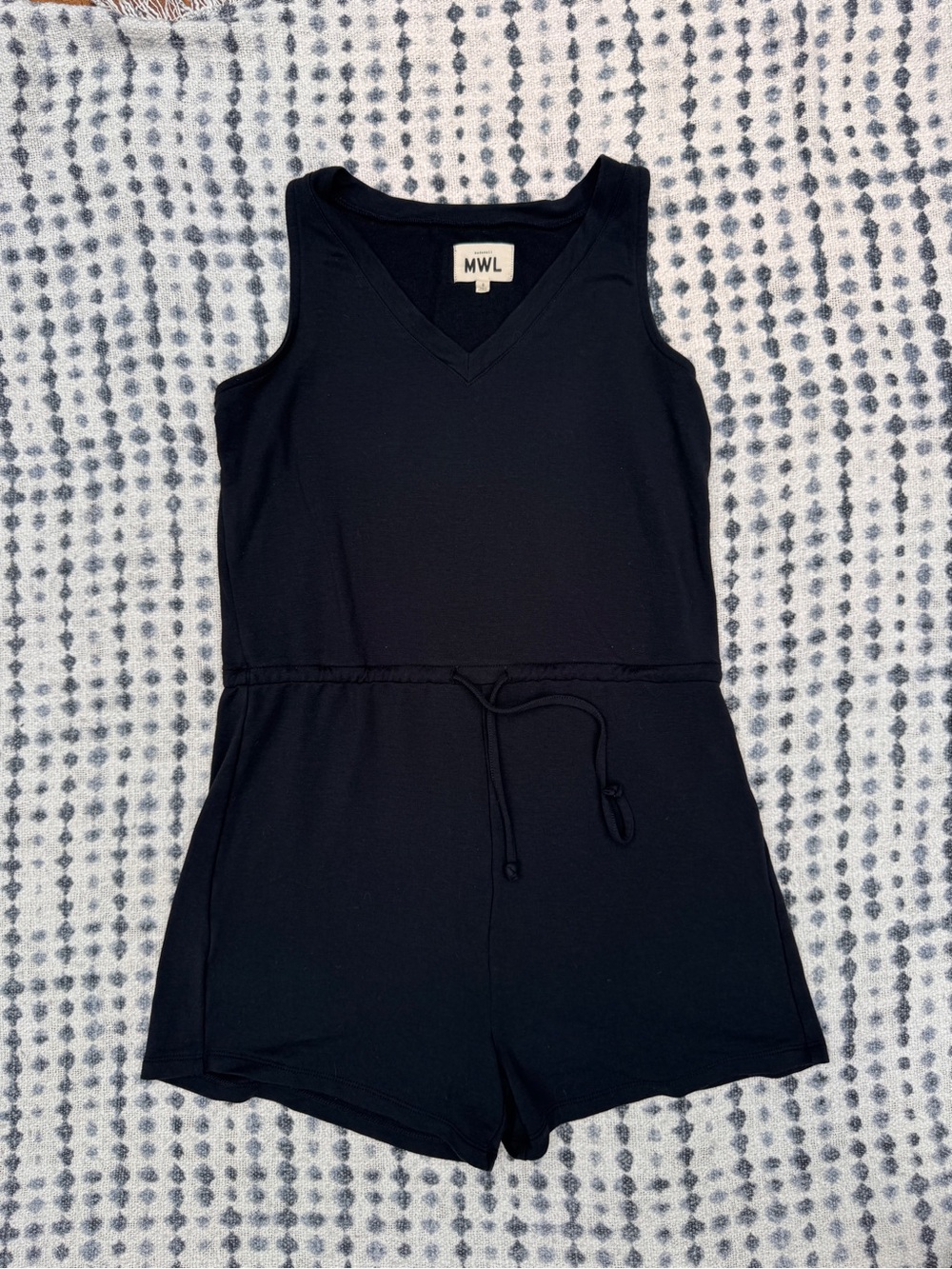 Madewell Black Sleeveless Romper - Drawstring Waist